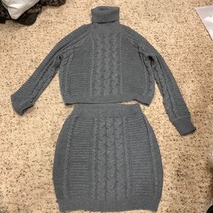 NWOT Grey cable knit two-piece sweater dress